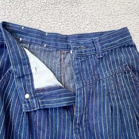 VTG L'ECHARDE Splinter's Inc. Pinstripe High Waist Pleated Denim Pants Size 5 - Picture 12 of 16